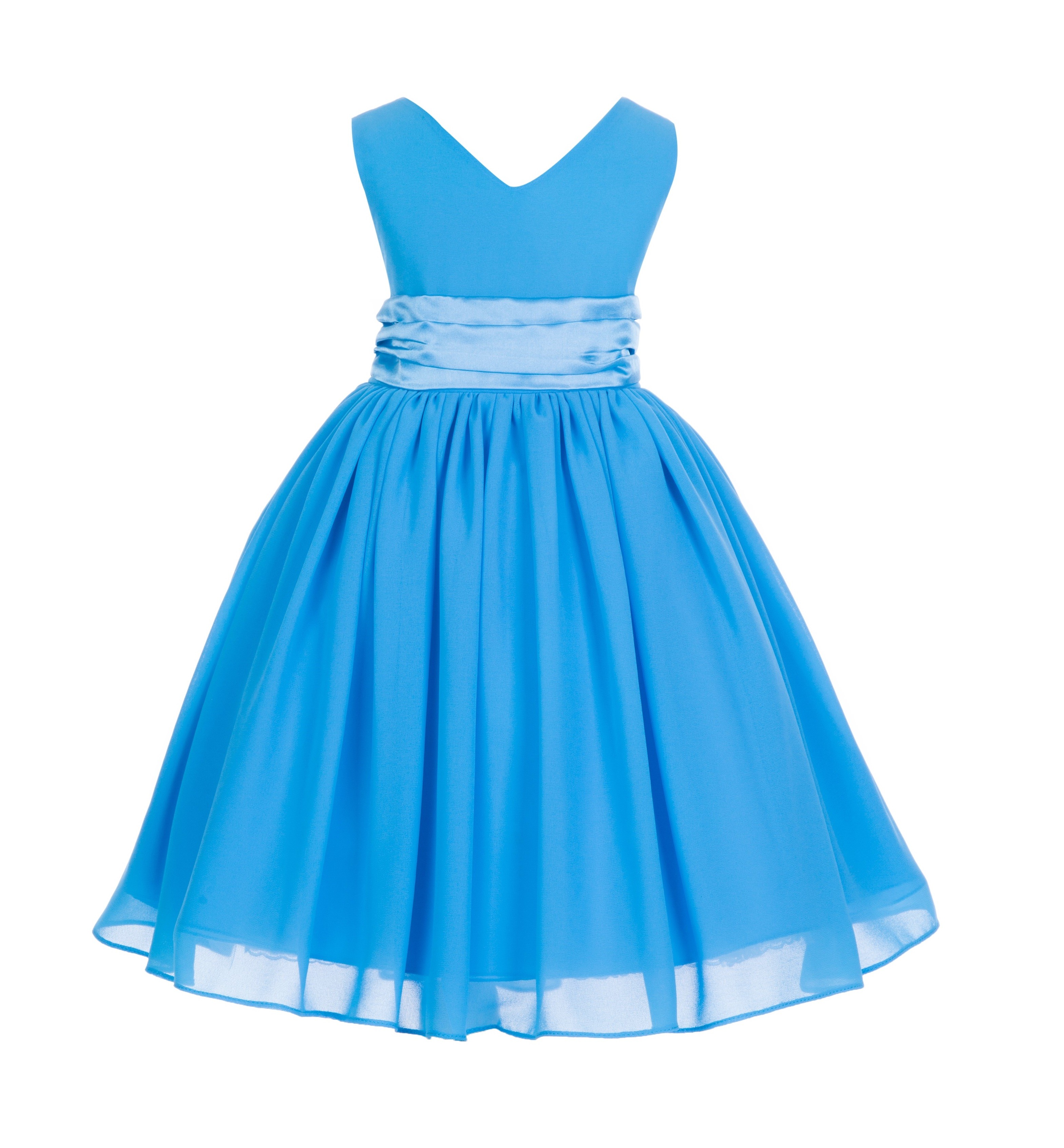 Turquoise V-Neck Yoryu Chiffon Flower Girl Dress Special Events 503