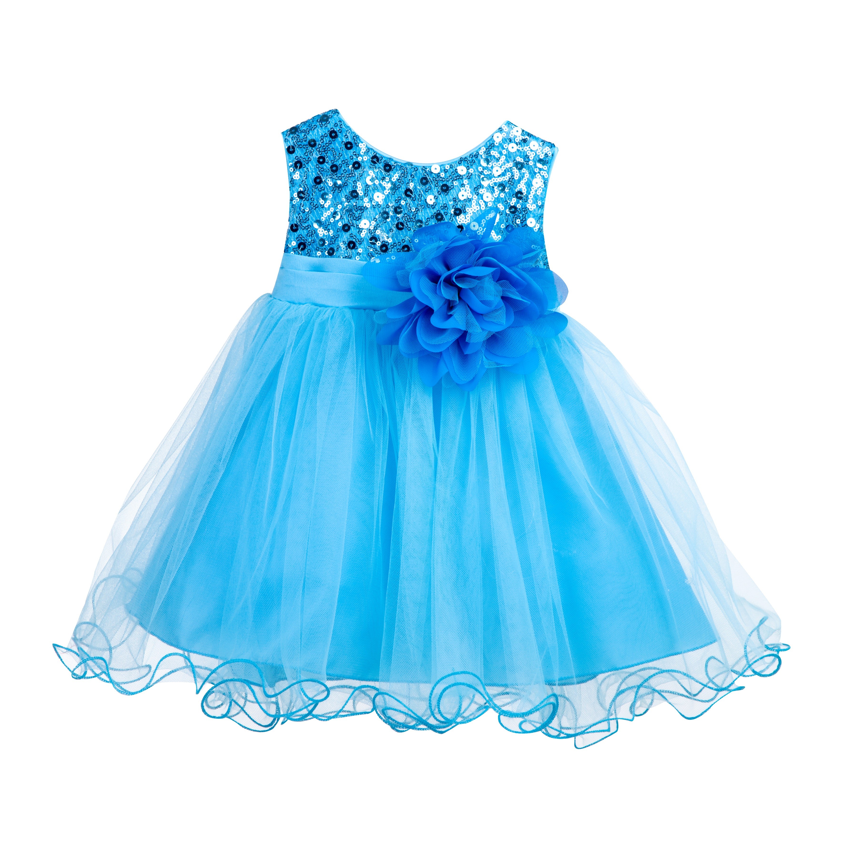 Turquoise Glitter Sequin Tulle Flower Girl Dress Formal Princess B-011NF