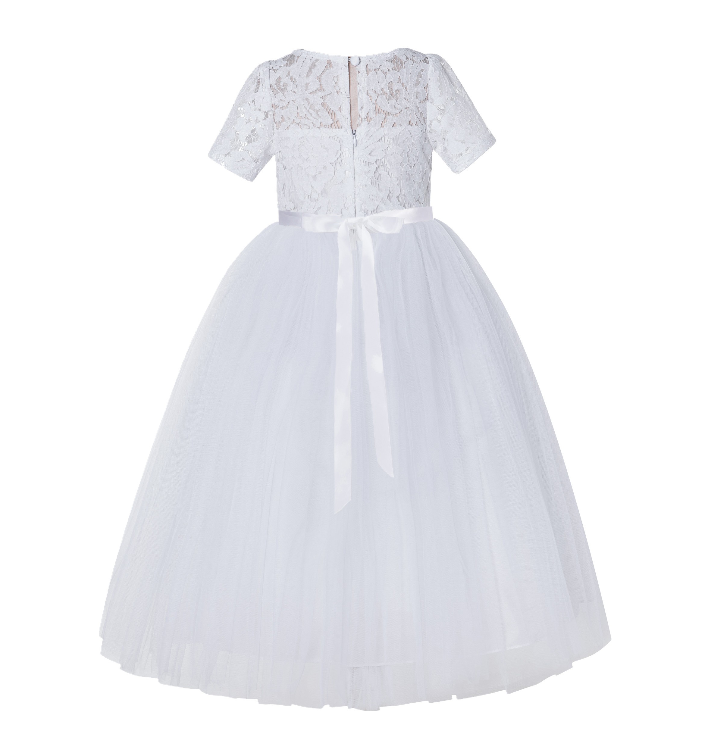 White Floral Lace Flower Girl Dress Vintage Dress LG2
