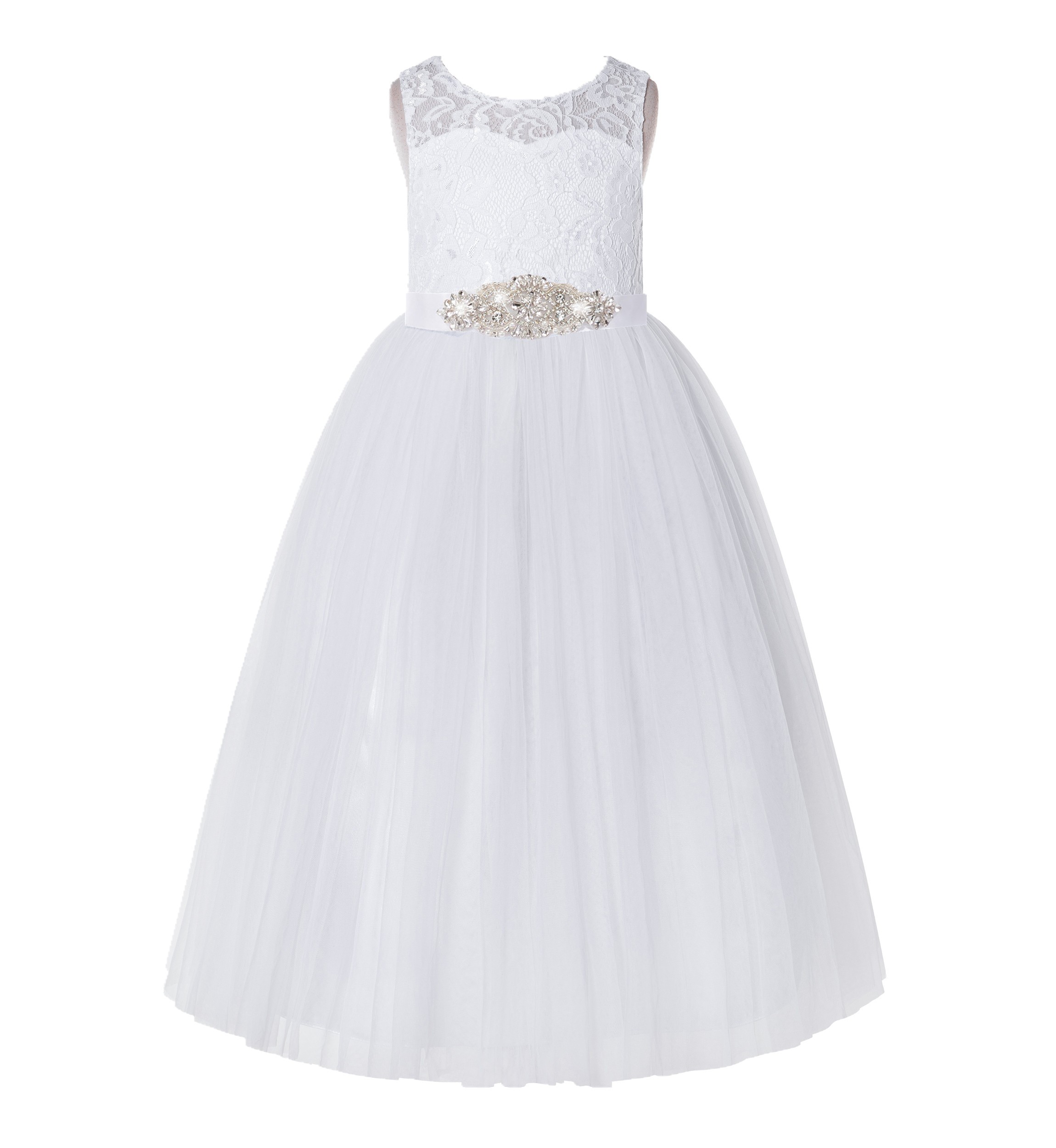 White A-Line Lace Flower Girl Dress 178R3