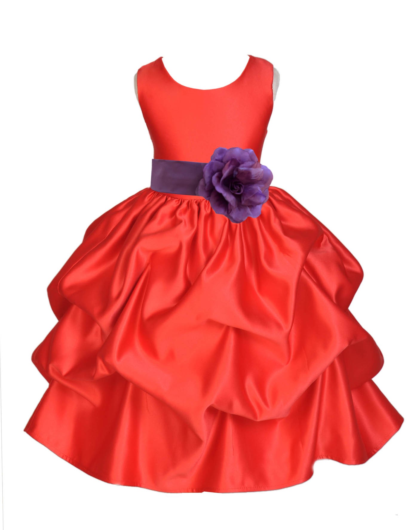 Red/Wisteria Satin Pick-Up Flower Girl Dress Christmas 208T