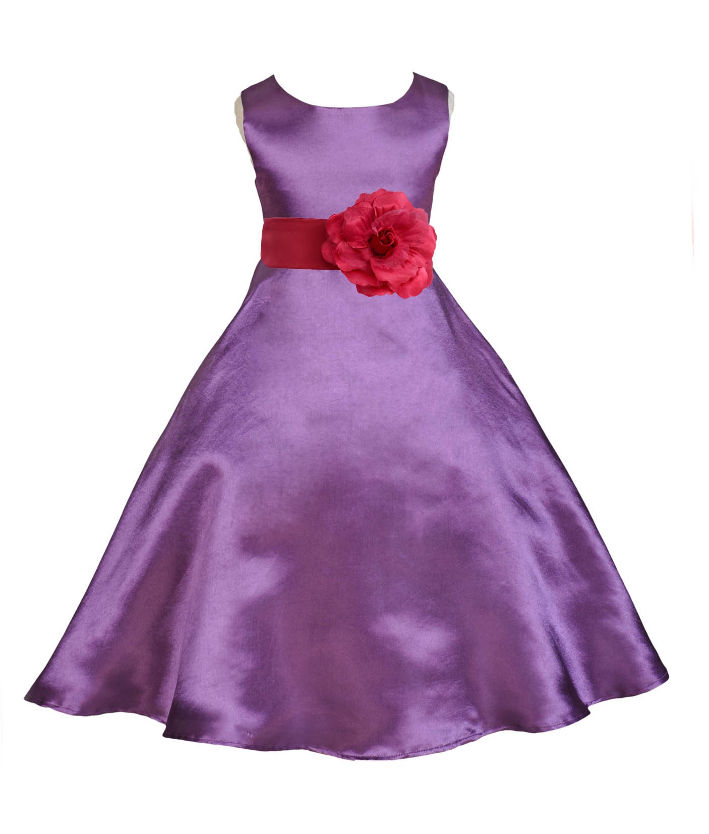 Purple/Watermelon A-Line Satin Flower Girl Dress Party Recital 821T