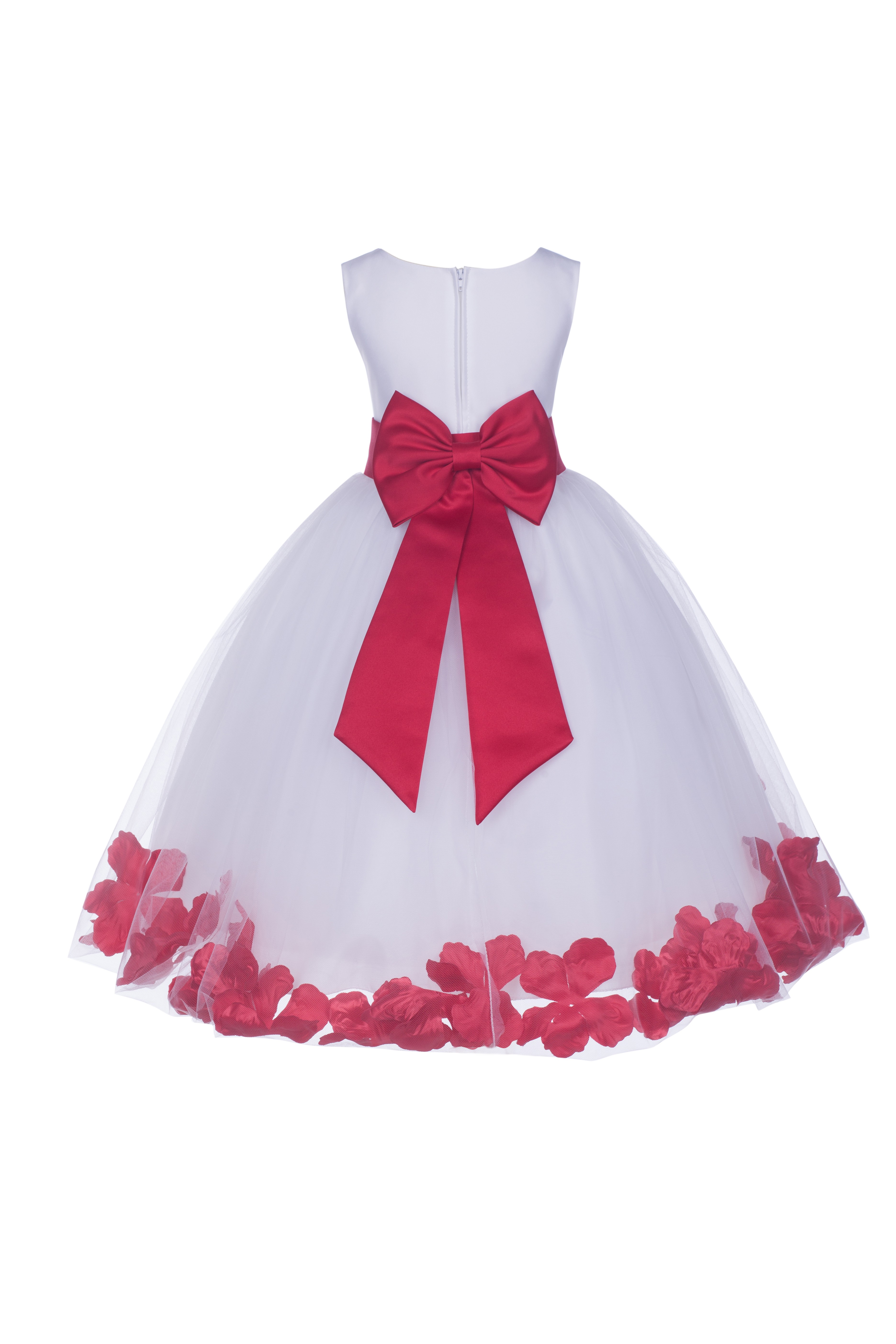 White/Cherry Tulle Rose Petals Flower Girl Dress Wedding 302T