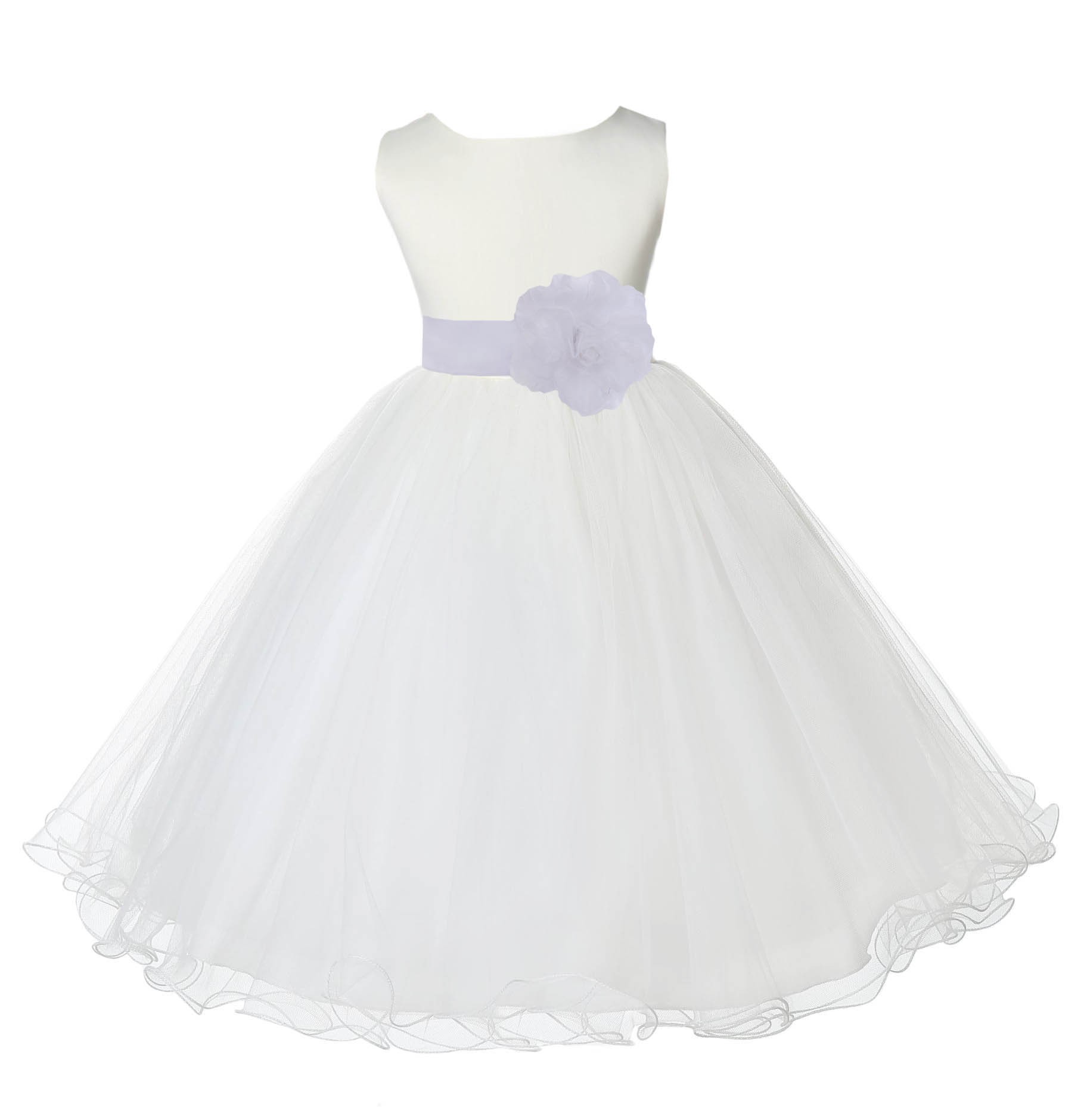 Ivory/White Tulle Rattail Edge Flower Girl Dress Pageant Recital 829T