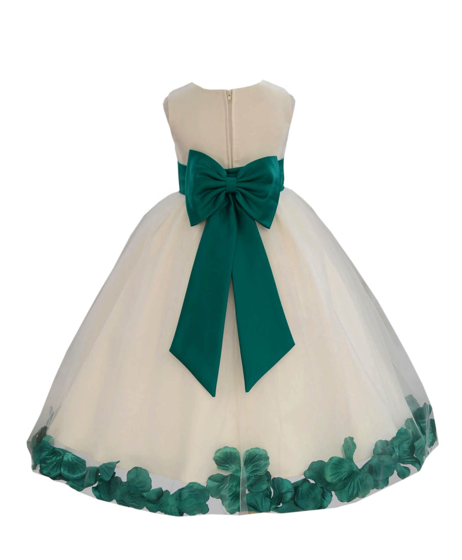Ivory/Jade Tulle Rose Petals Flower Girl Dress Recital 302a