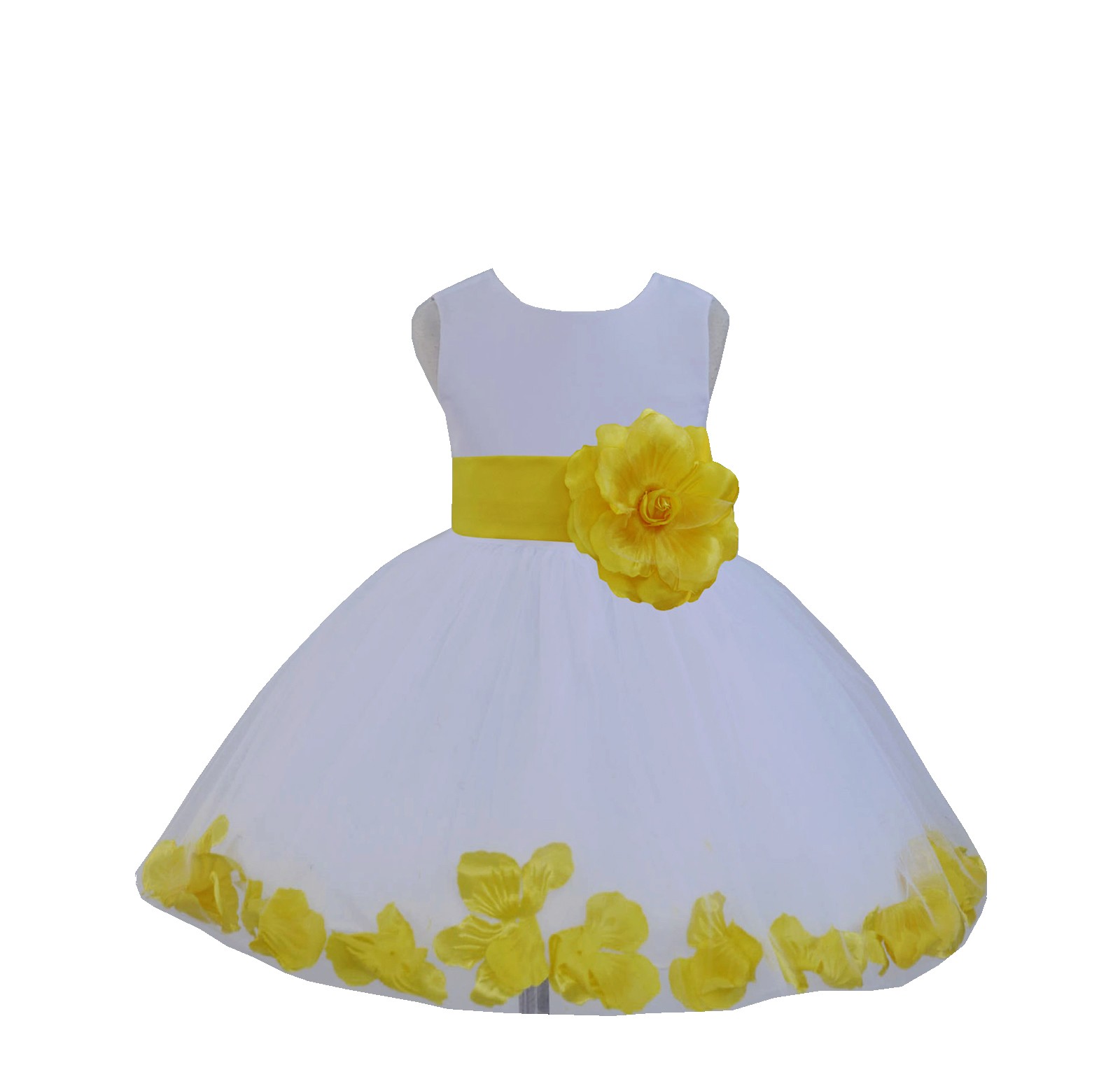 White / Sunbeam Tulle Rose Petals Knee Length Flower Girl Dress 306S