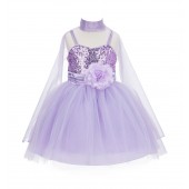 Lilac Shawl Sequin Tulle Flower Girl Dress Special Occasions SH1508