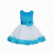 Turquoise Rose Petals Tulle Flower Girl Dress Formal Wear 305NS