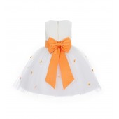 Ivory/Orange Rosebuds Satin Tulle Flower Girl Dress Events 815T