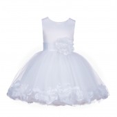 White Rose Petals Tulle Flower Girl Dress Formal Wear 305NS