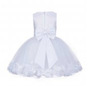 White Rose Petals Tulle Flower Girl Dress Special Gown 305NT