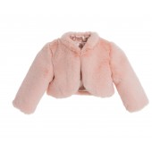 Blush Pink Faux Fur Flower Girl Cape Jacket Bolero 