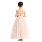Blush Pink Spaghetti Straps Dress Sequin Lace Up Dress 122