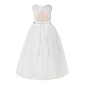 Ivory A-Line Lace Tulle Flower Girl Dress 178R2