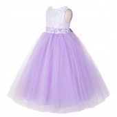 Lilac Lace Tulle Tutu Flower Girl Dress 188