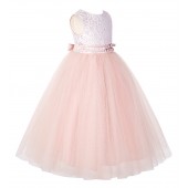 Blush Pink Lace Tulle Tutu Flower Girl Dress 188