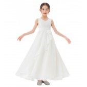 Ivory Ruffle Trim Chiffon Dress Chiffon Flower Girl Dress 324
