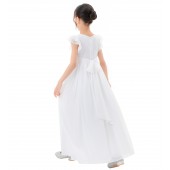 White Chiffon Flower Girl Dress Ruffle Chiffon 822