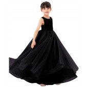 Black Tiered Ruffle Organza Flower Girl Dress Seq1