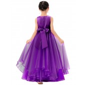Purple Tiered Ruffle Organza Flower Girl Dress Seq1
