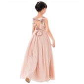 Rose Gold / Blush Heart Cutout Chiffon Flower Girl Dress SH1
