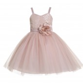 Blush Pink Sequin Tulle Flower Girl Dress Special Occasions 1508S