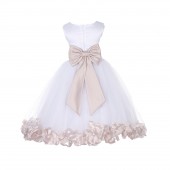 White/Blush Pink Tulle Rose Petals Flower Girl Dress Wedding 302T