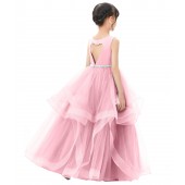 Dusty Rose Heart Cutout Ruffle Skirt Flower Girl Dress 329