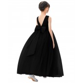 Black V-Back Flower Girl Dress Rhinestones PR123
