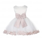 Ivory/Blush Pink Rose Petals Tulle Flower Girl Dress Pageant 305T