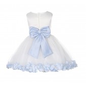 Ivory/ Ice Blue Rose Petals Tulle Flower Girl Dress Pageant 305T