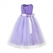 Lilac Sequin Heart Cutout Tulle Flower Girl Dress 172seq