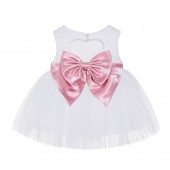 White / Dusty Rose Lace Heart Cutout Flower Girl Dress Baby Dress BB1