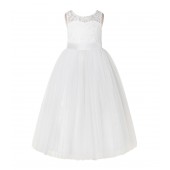 Ivory Tulle Lace A-Line Flower Girl Dress 178