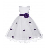 Purple Butterflies Tulle Flower Girl Dress Elegant Pageant 509S