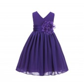 Purple Yoryu Chiffon V-neck Flower Girl Dress Formal Stunning S1503NF