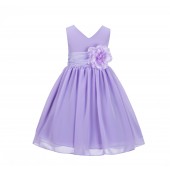 Lilac Yoryu Chiffon V-neck Flower Girl Dress Formal Elegant S1503