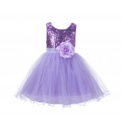 Lilac Glitter Sequin Tulle Flower Girl Dress Birthday Party 011