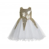 Gold / Ivory Sequin Flower Girl Dress Pageant 176