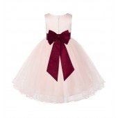 Blush PInk / Apple Tulle Rattail Edge Flower Girl Dress Wedding Bridesmaid 829T