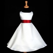 White/Apple Red A-Line Satin Flower Girl Dress Wedding Bridal 821S