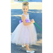 Blush Pink / Lilac Tulle Rattail Edge Flower Girl Dress Pageant Recital 829S