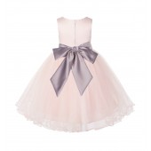Blush Pink / Biscotti Tulle Rattail Edge Flower Girl Dress Pageant Recital 829S