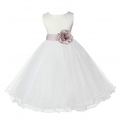 Ivory/Biscuit Tulle Rattail Edge Flower Girl Dress Pageant Recital 829S