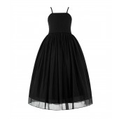 Black Criss Cross Chiffon Flower Girl Dress Summer Dresses 191