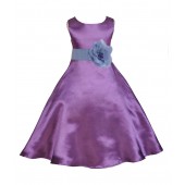 Purple/Bluebird A-Line Satin Flower Girl Dress Party Recital 821T