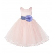 Blush Pink / Bluebird Tulle Rattail Edge Flower Girl Dress Pageant Recital 829S
