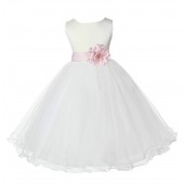 Ivory/Blush Pink Tulle Rattail Edge Flower Girl Dress Pageant Recital 829S