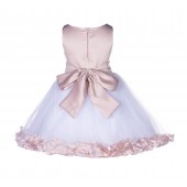 Blush Pink Rose Petals Tulle Flower Girl Dress Formal Wear 305NS