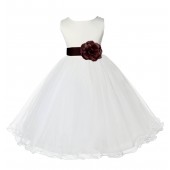 Ivory/Brown Tulle Rattail Edge Flower Girl Dress Pageant Recital 829S